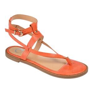 Journee Collection Women's Tangie Ankle Strap Flat Sandals Orange Size 10 M
